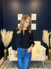 Ninexis - Sleek Keyhole Accent Blouse
