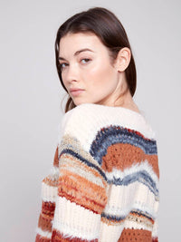 Charlie B - Patchwork Knit Long Sleeve Sweater