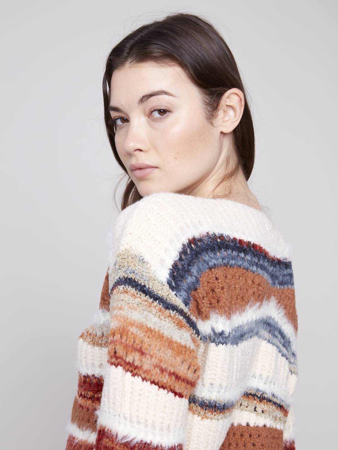 Charlie B - Patchwork Knit Long Sleeve Sweater