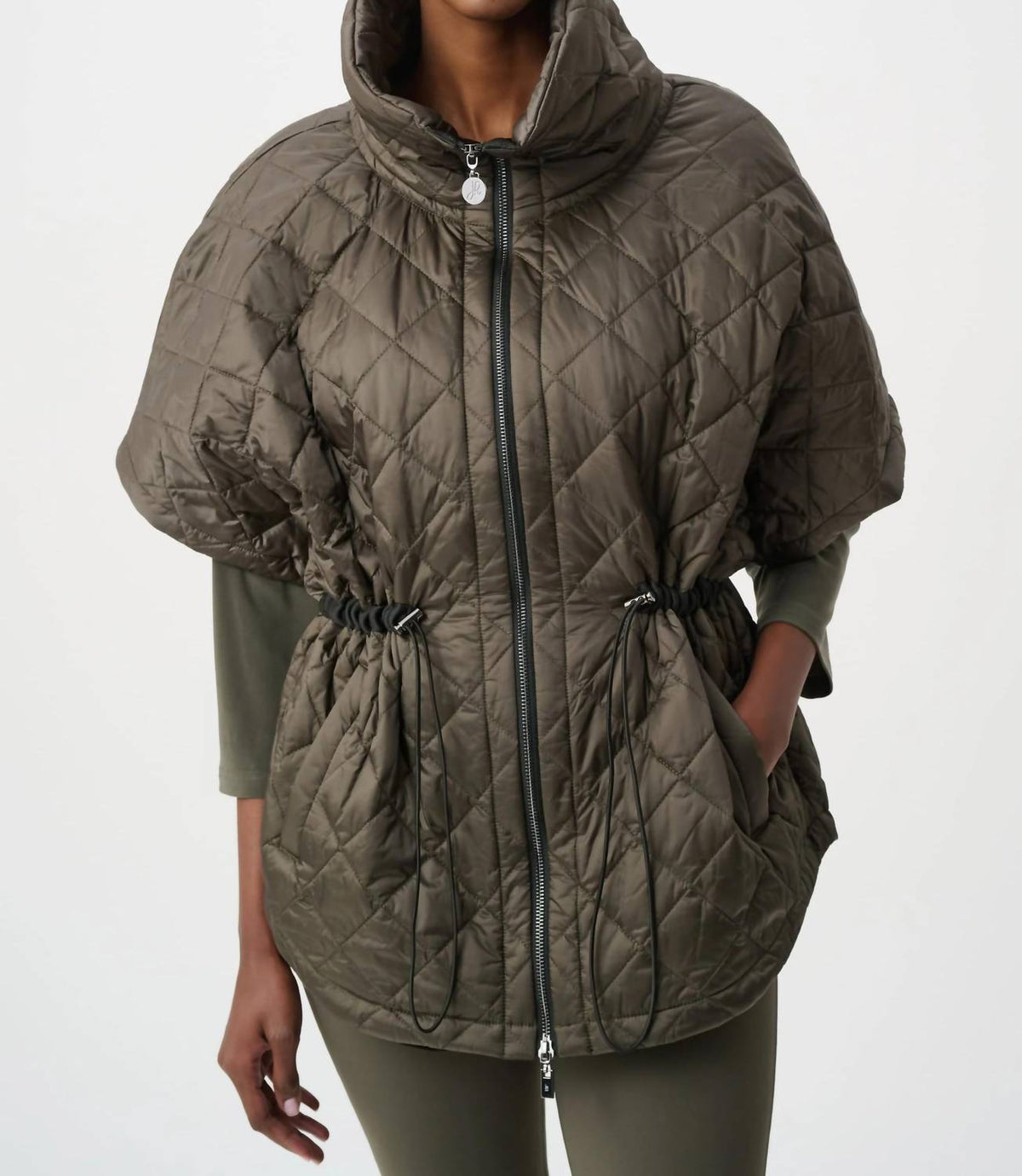 Joseph Ribkoff - Quilted Nylon Shawl Neck Boxy Vest