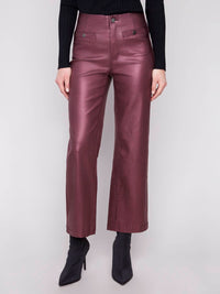 Charlie B - Metallic Wax Twill Flare Leg Pants