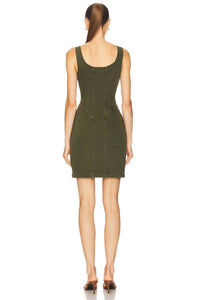 L'Agence Jaxyn Corset Zip Dress in picholine - women's dress - detail view