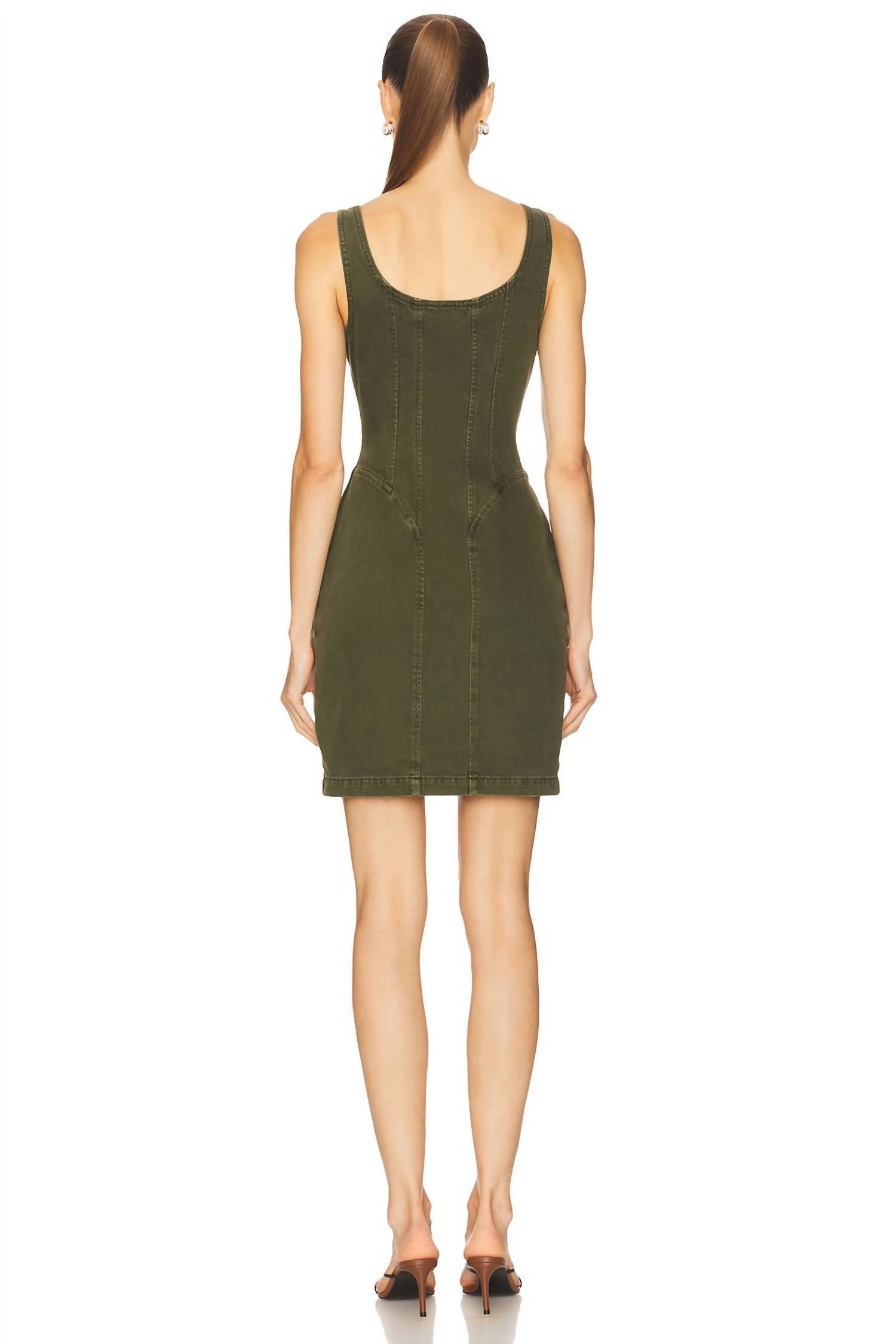 L'Agence Jaxyn Corset Zip Dress in picholine - women's dress - detail view