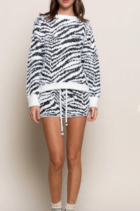 Pol - Fuzzy Zebra Sweatshirt