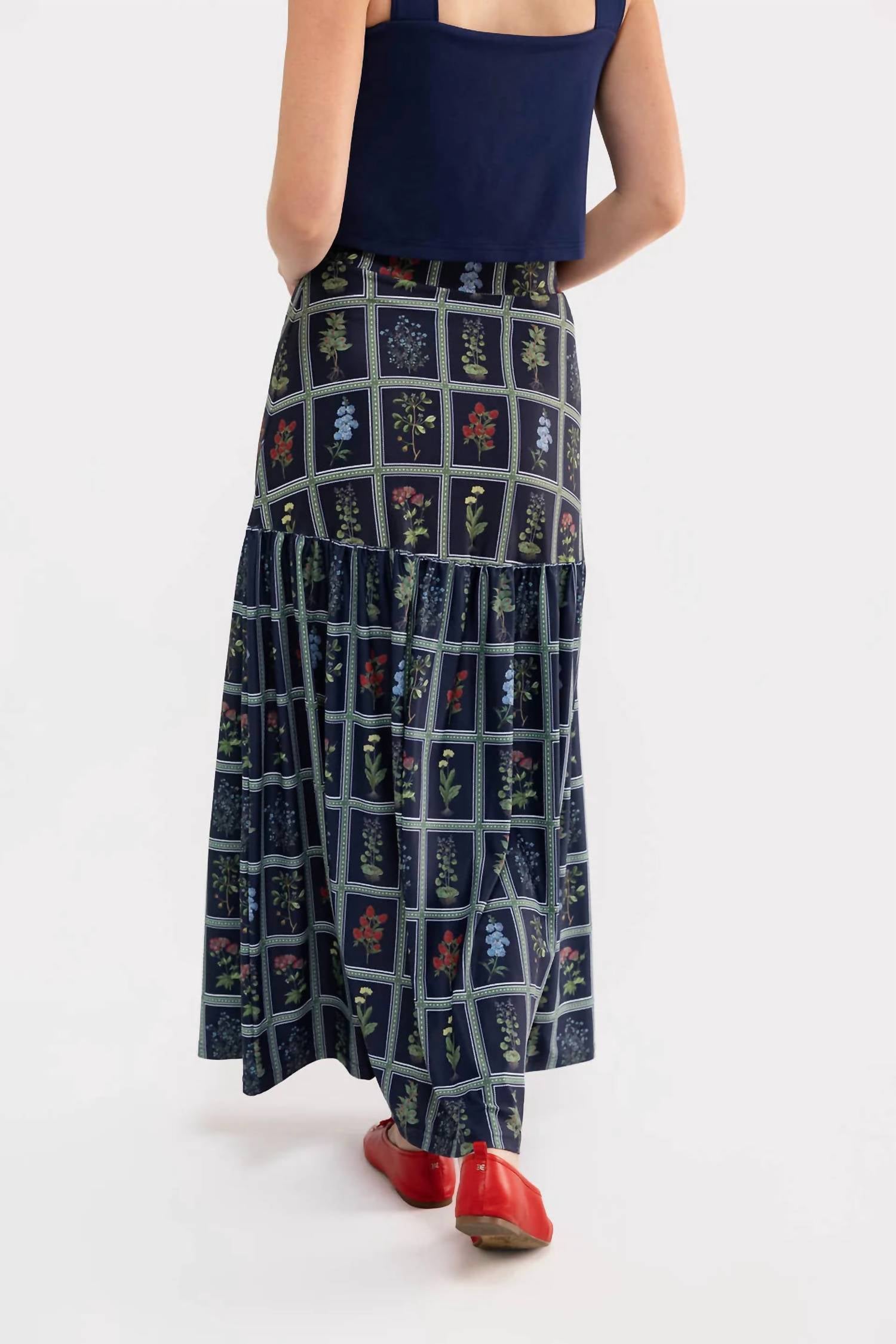 SMITH & QUINN Faye Maxi Skirt in gardeners window navy - women's skirt - alternate view