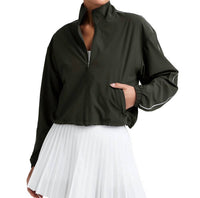 BEYOND YOGA Track Relaxed Fit Jacket in olive ink - women's jacket