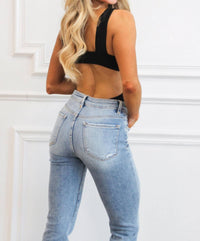 Blue Blush - Adair Open Back Square Neck Bodysuit