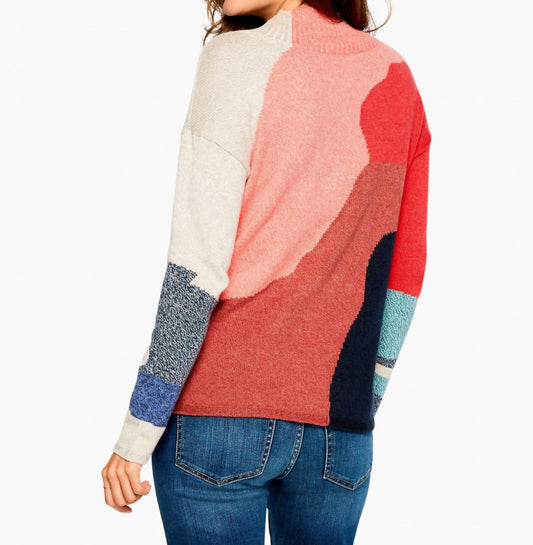 Nic + Zoe - Mock Neck Intarsia Sweater