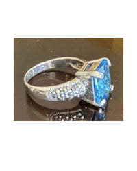 P & K Jewelry Women's Sterling Marcasite Ring in blue silver - women's jewelry