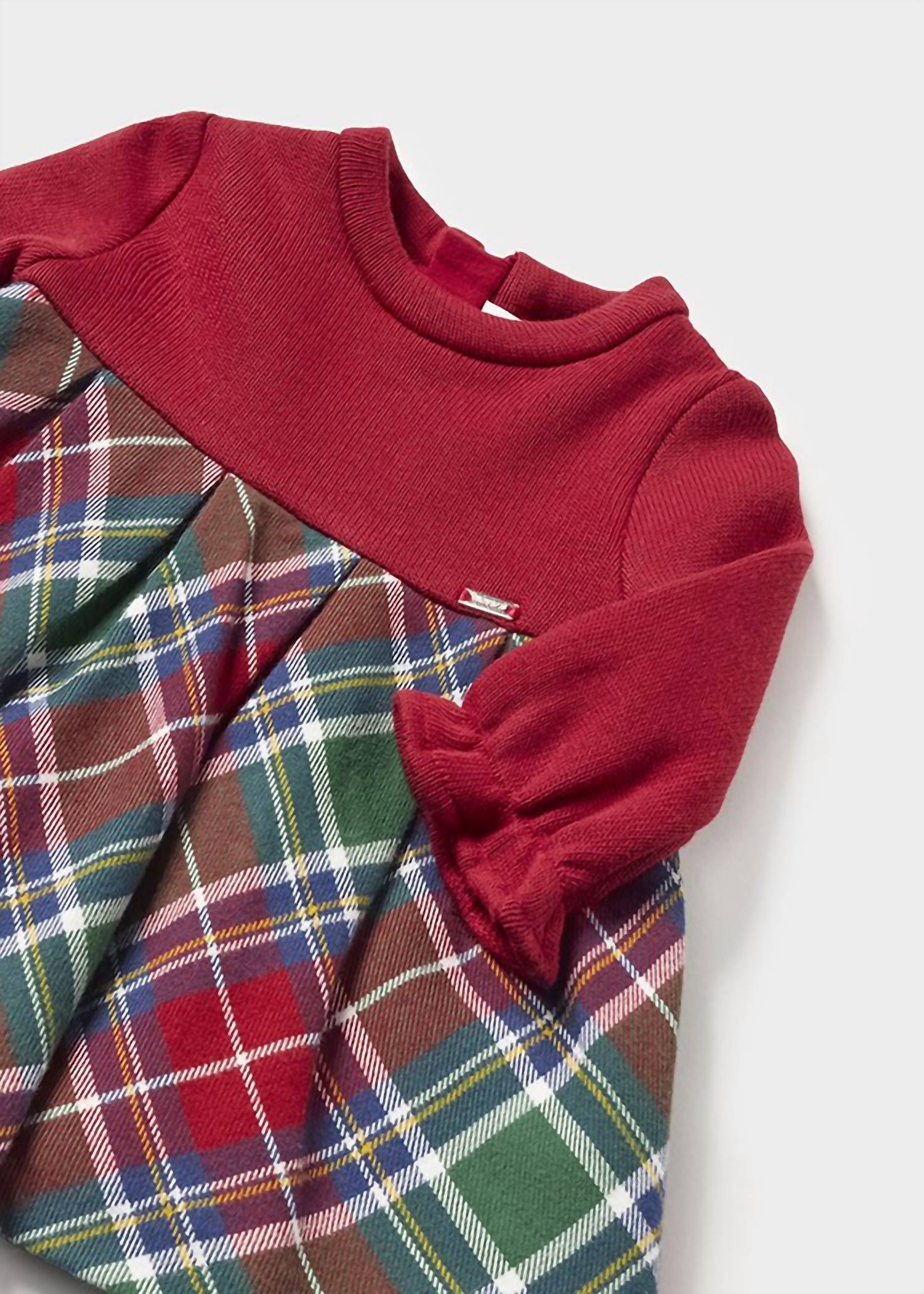 Mayoral - Long Sleeve Knit Tartan Dress With Headband