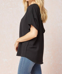entro Solid V-neck Top in black - women's shirt - alternate view