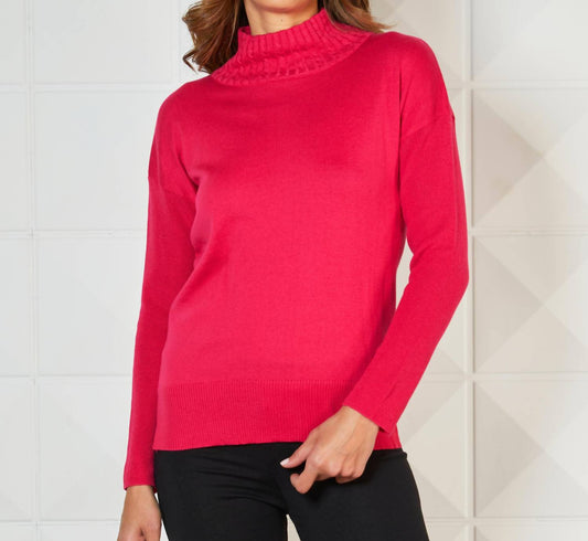 Braided Mock Neck Ribbed Sleeve Top