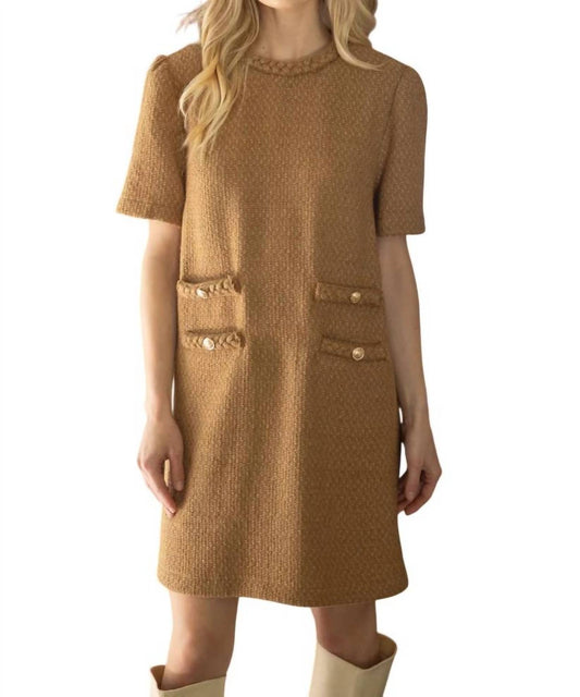 Voy - Double Pocket Tweed Shift Dress