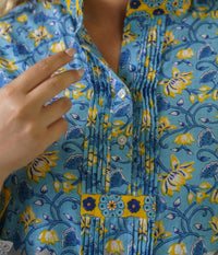 Just Bellina - Button Down Long Sleeve Floral Blouse - Plus