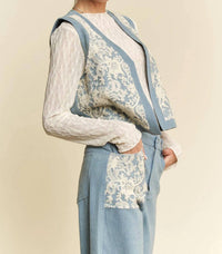 Davi & Dani - Denim Vest With Lace