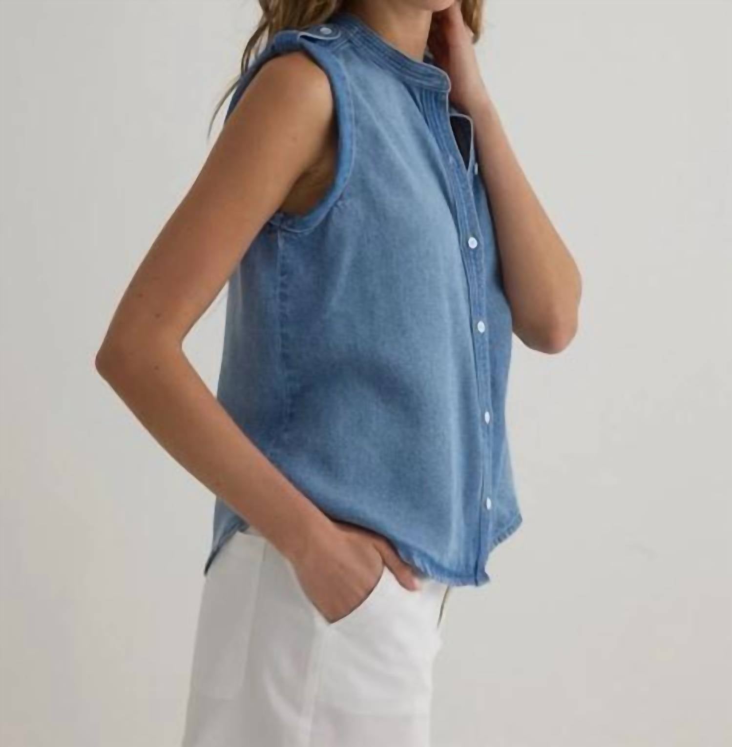 Bella Dahl - Roll Sleeve Tabs Button Up Top