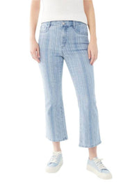 FDJ Suzanne Textured Stripe Boot Crop Jeans in blue white - women's jeans