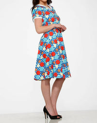 Orchid Bloom - Stripe And Dot Swing Dress