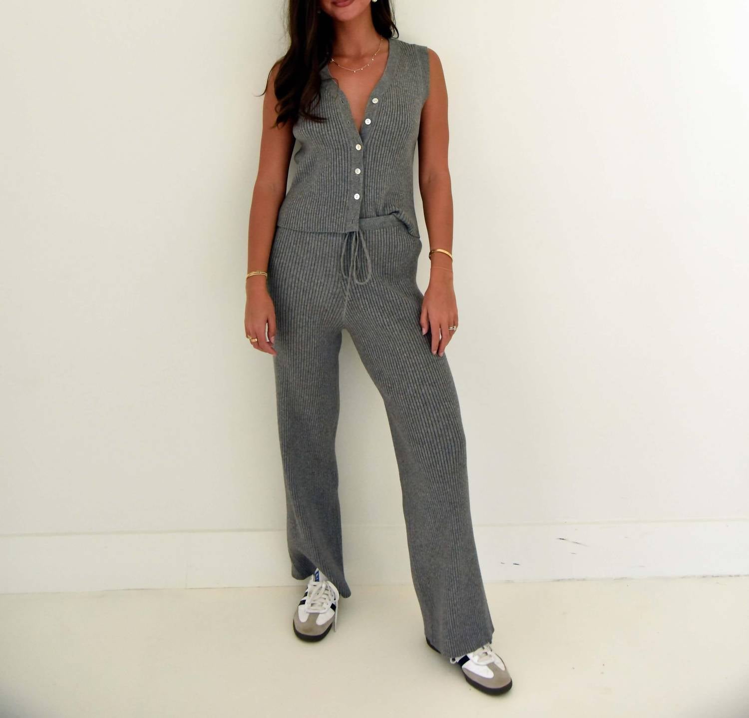 Ribbed Knitted Sweater Pants