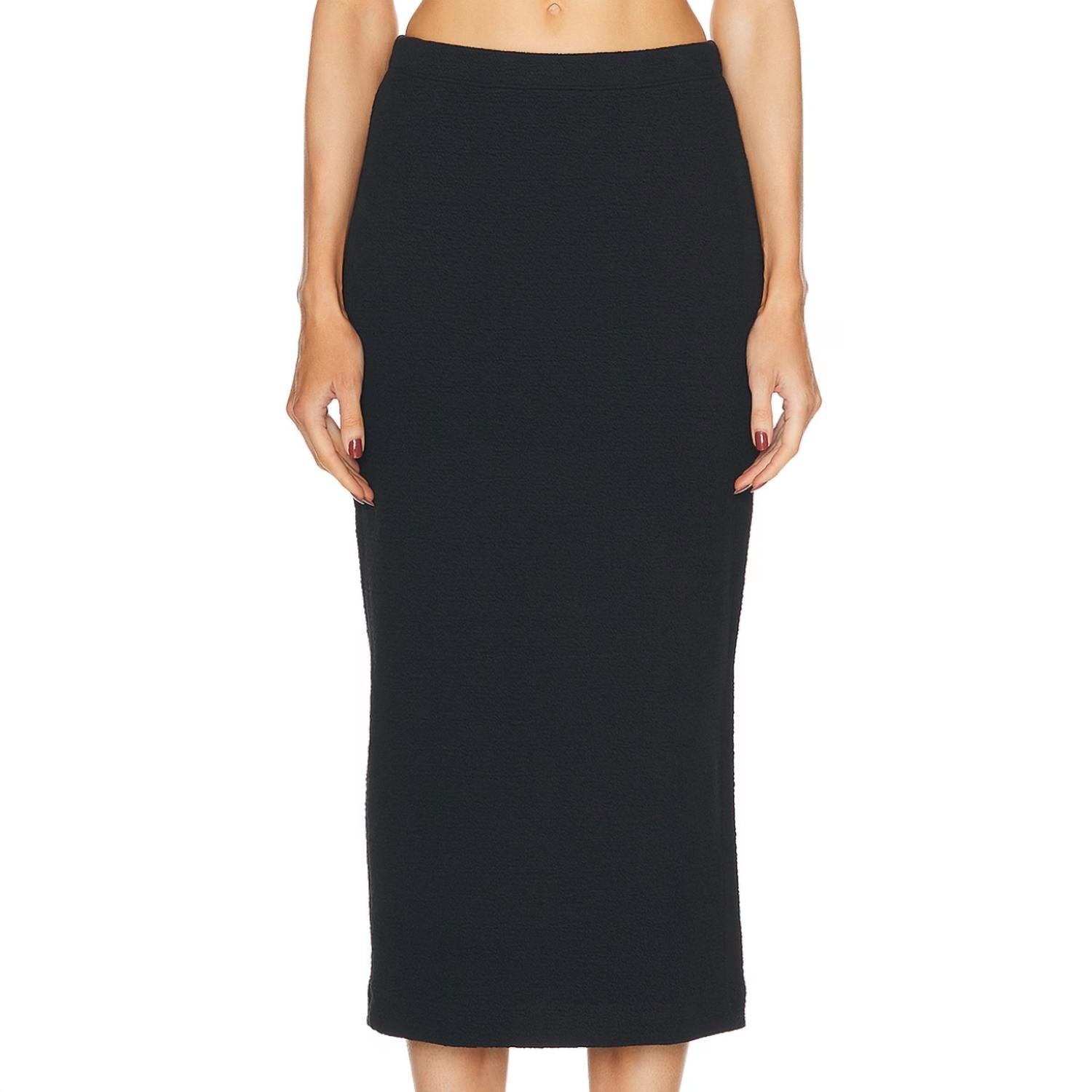 Enza Costa Textured Jacquard Skirt in black - women's skirt - detail view