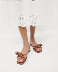 Loeffler Randall - Women's Hadley Leather Bow Flat Sandal
