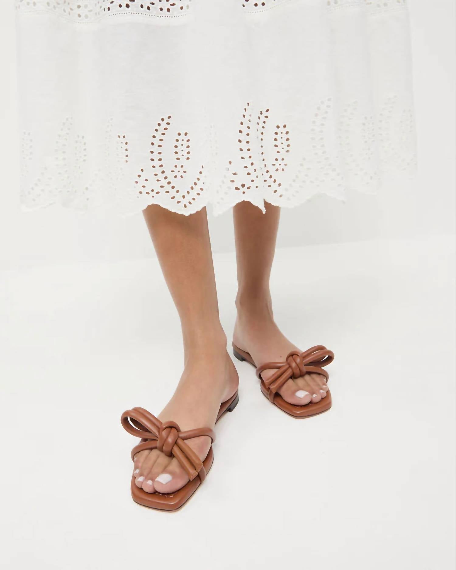 Loeffler Randall - Women's Hadley Leather Bow Flat Sandal