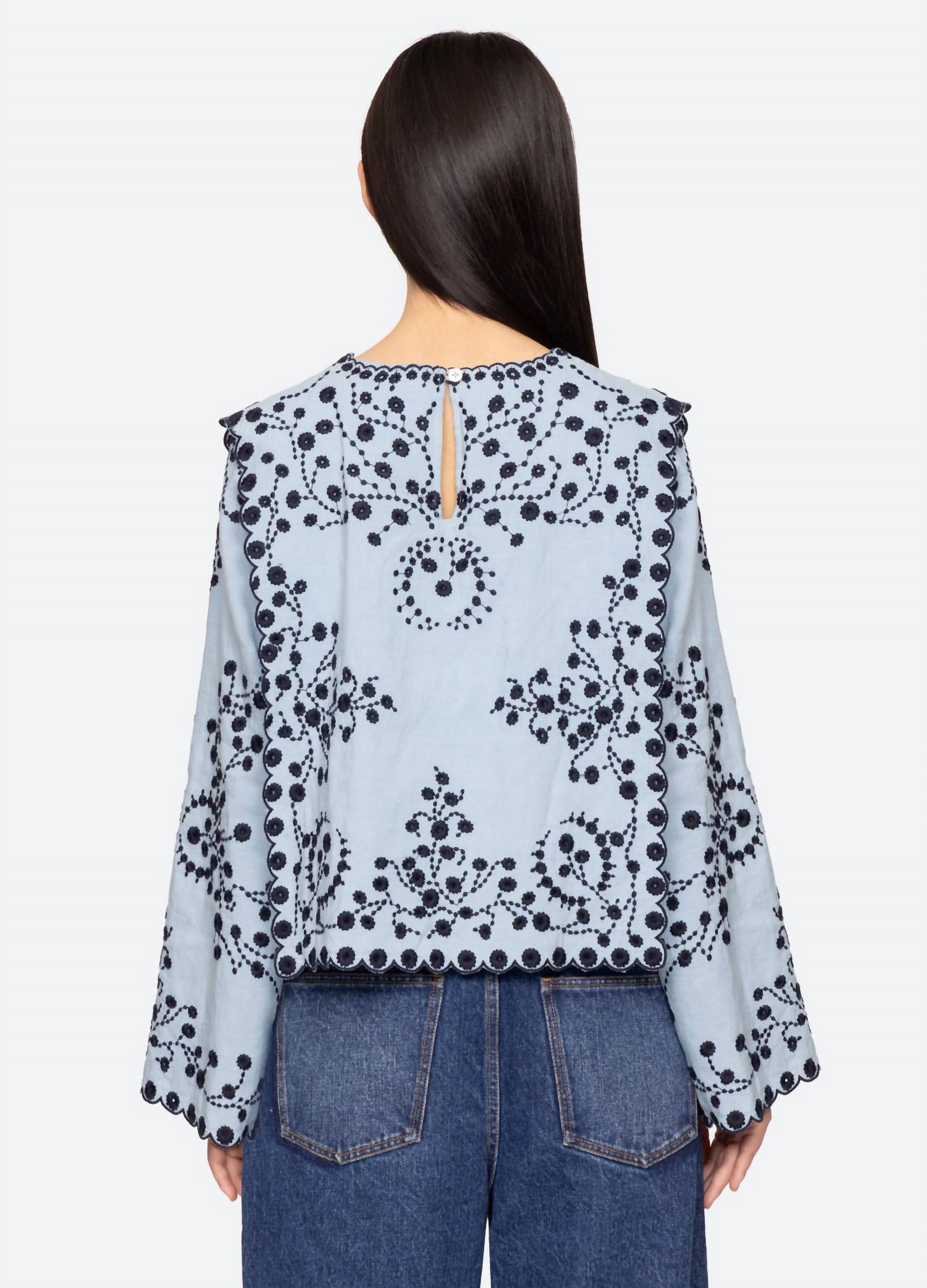 Sea - Frances Long Sleeve Embroidered Top