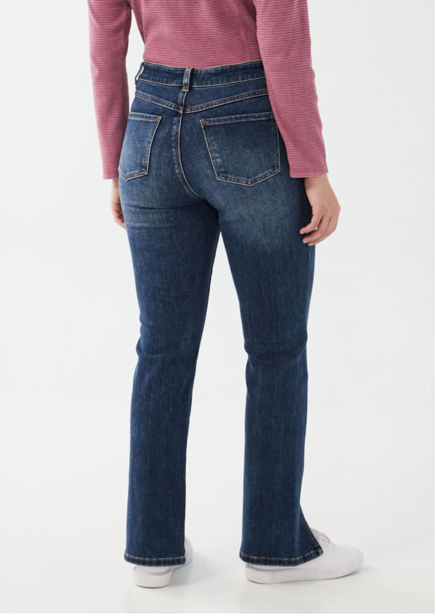 FDJ Front Slit Straight Leg Jeans in deep blue - women's jeans - alternate view