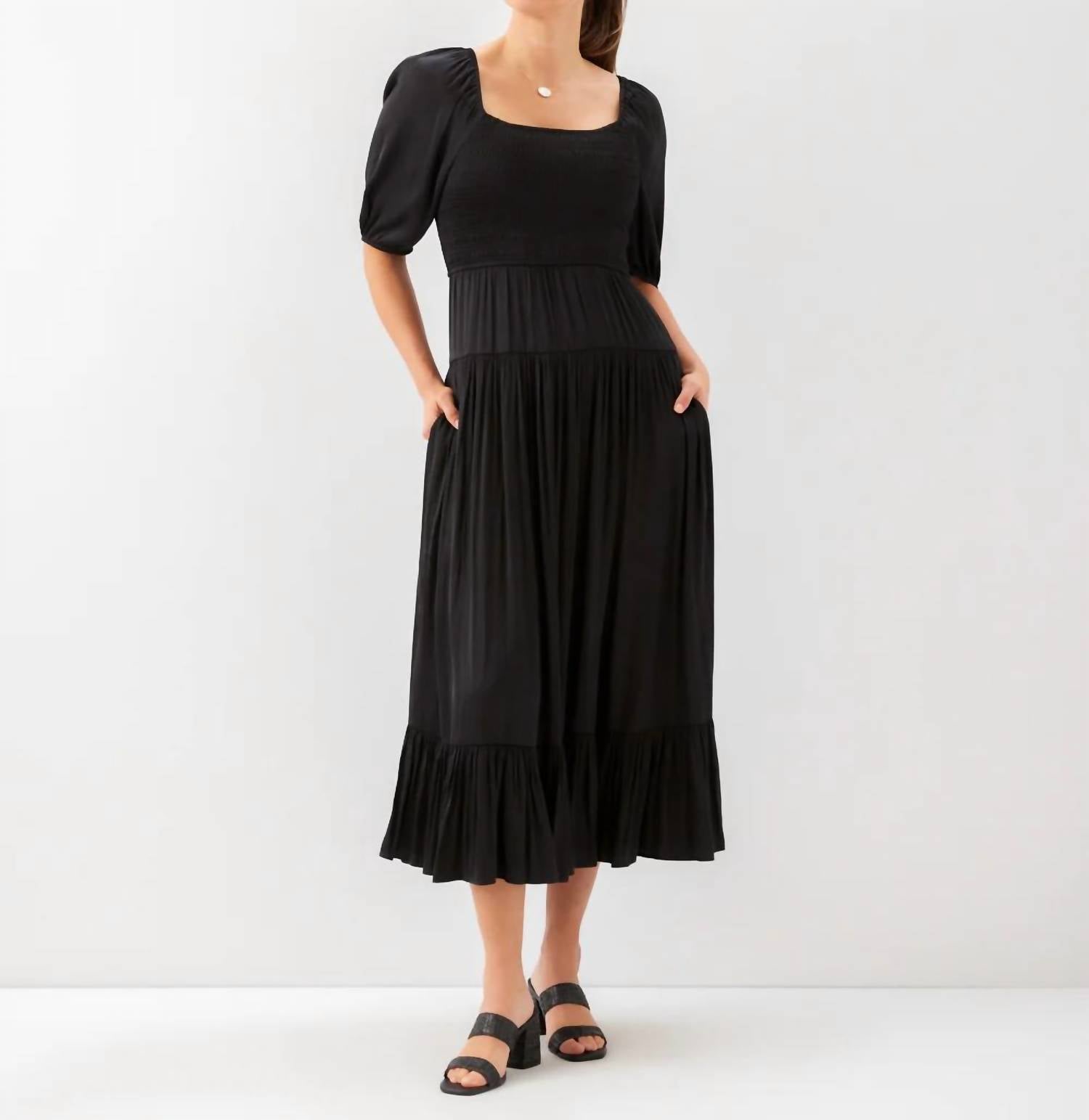 Karen Kane - Blouson Sleeve Smocked Midi Dress