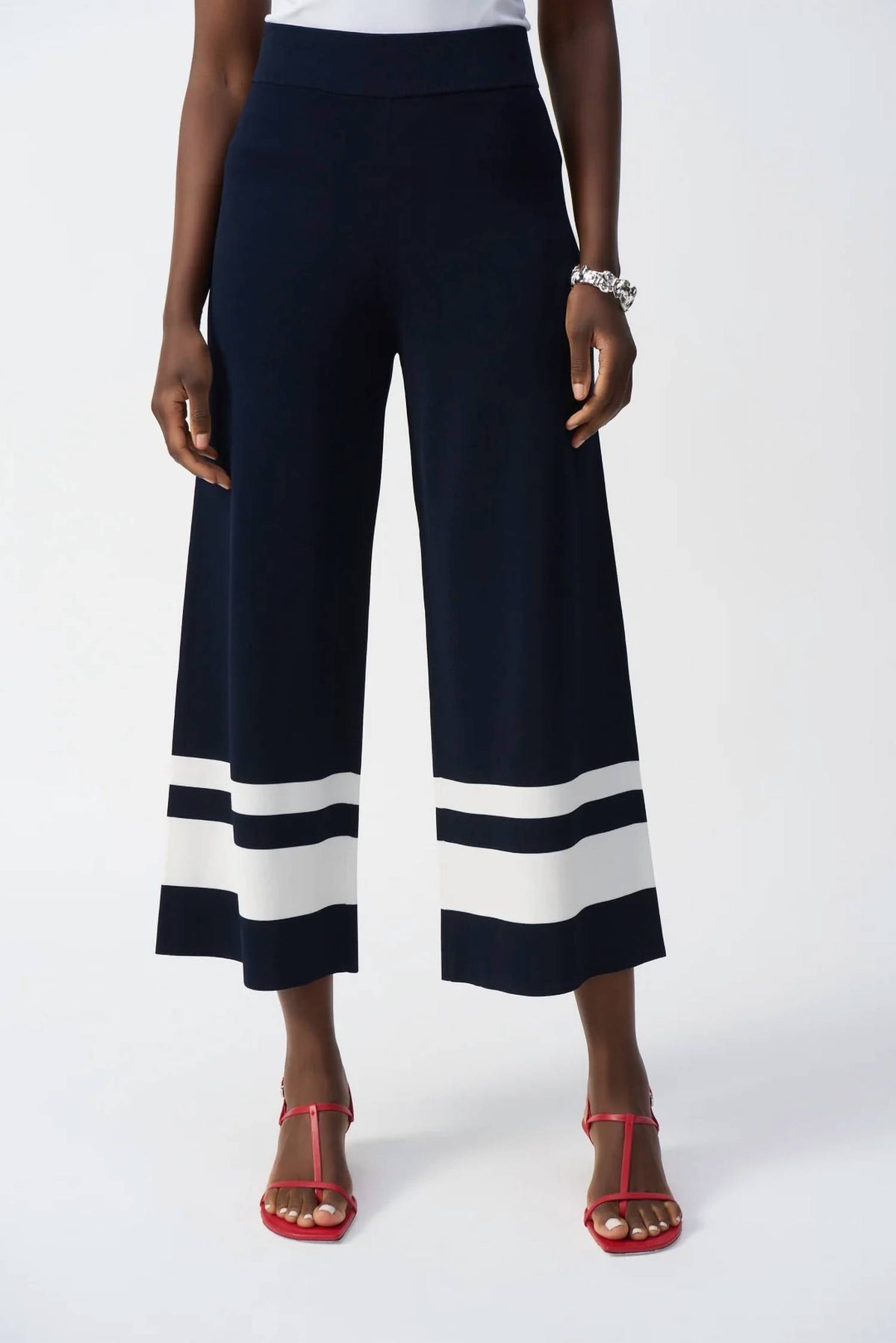 Joseph Ribkoff - Placement Stripe Sweater Knit Culotte Pants
