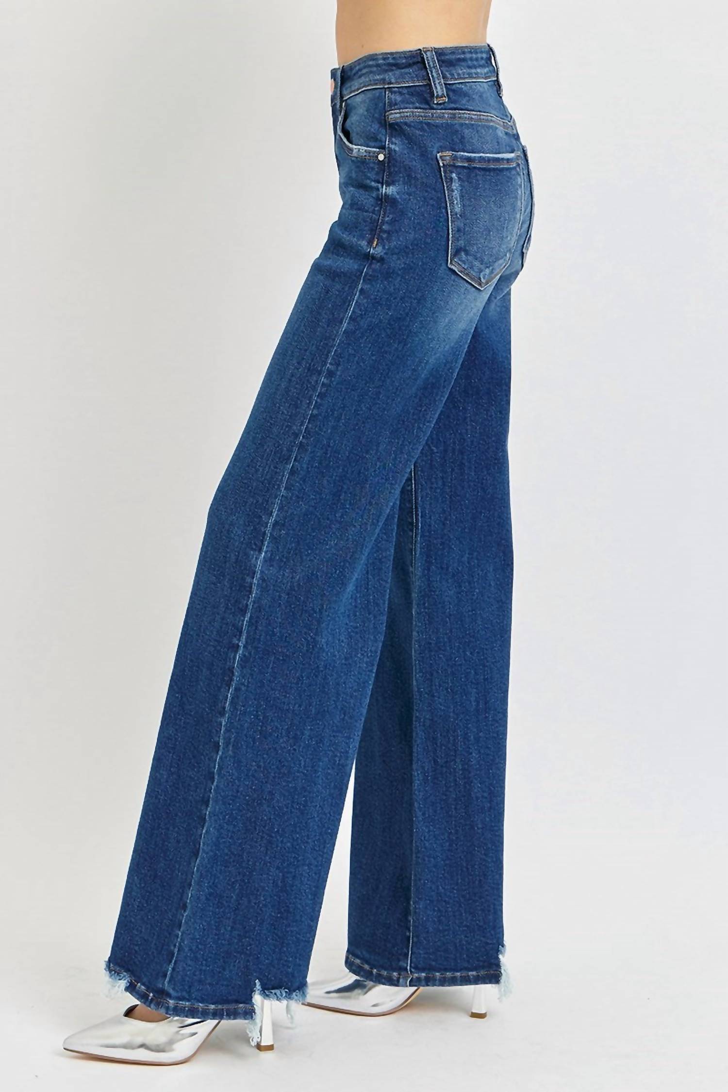 RISEN Midrise Wide Leg Jeans in medium blue - women's jeans - alternate view