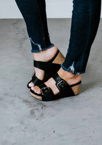 Very G Women's Laurie Wedge Sandal in black - women's shoe