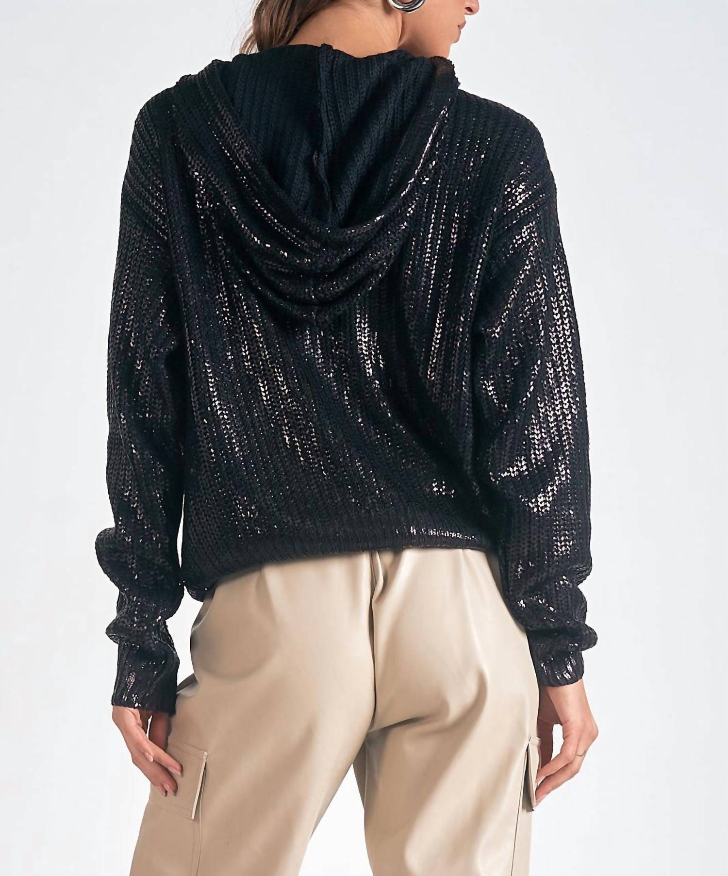 Elan - Metallic Knit Hoodie
