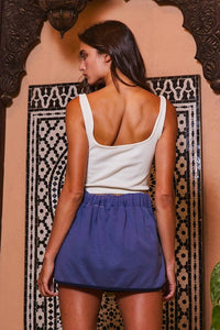 Bucketlist - Denim Contrast Binding Mini Skort