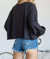 Jade By Jane - Smiley Face Long Sleeve Crop Top