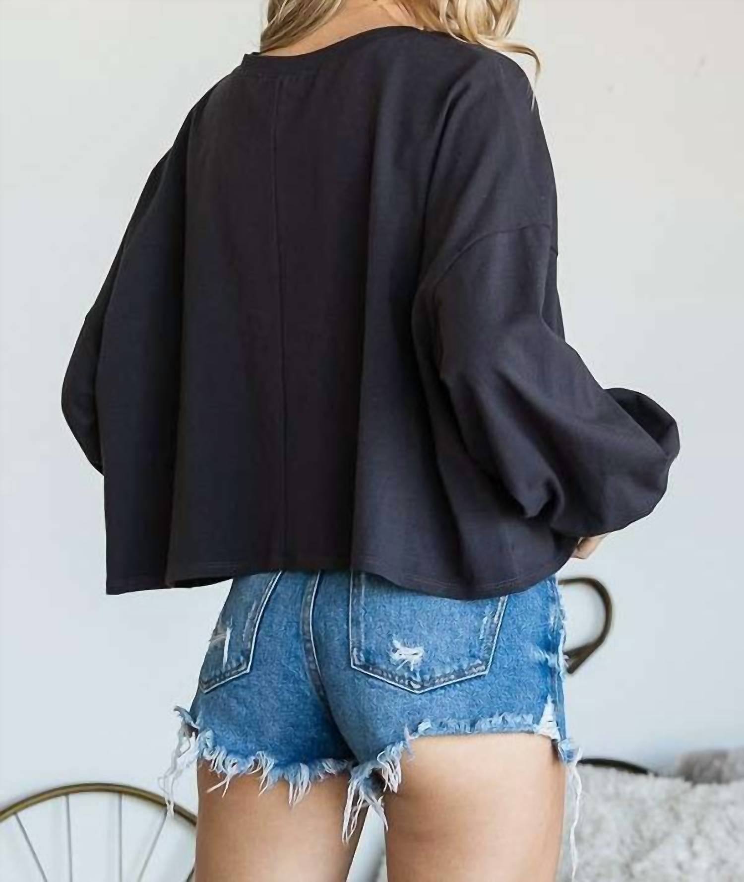 Jade By Jane - Smiley Face Long Sleeve Crop Top