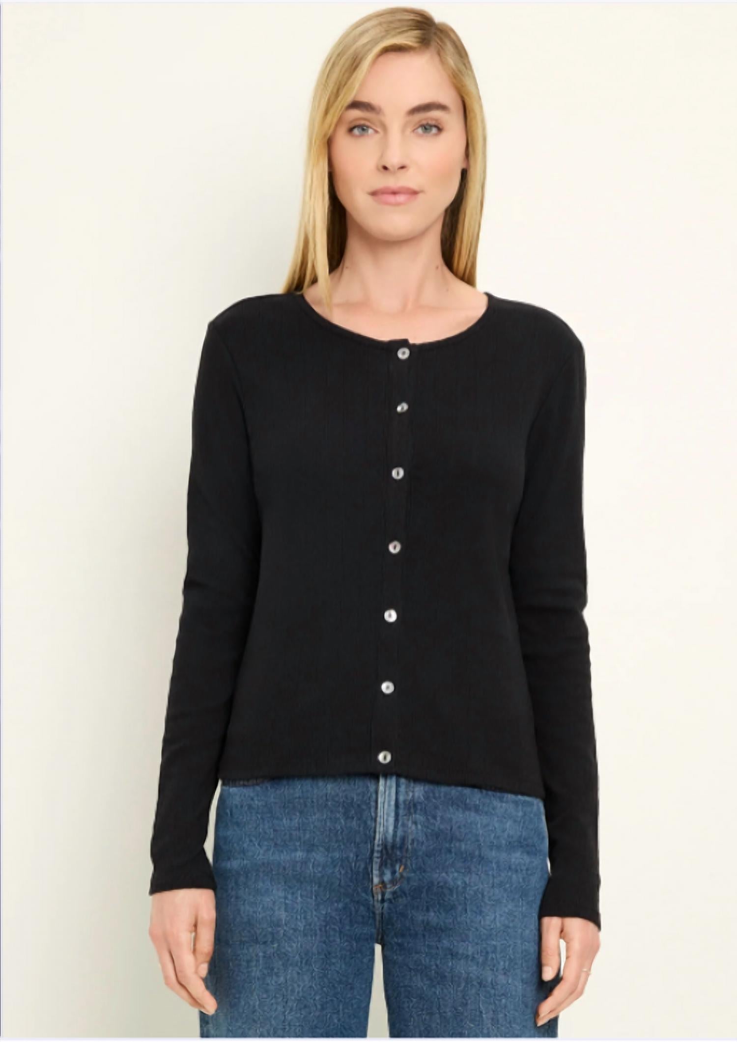 Michael Stars - Mackenzie Pointelle Crew Neck Cardigan
