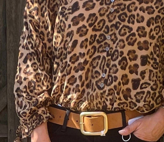 Olivaceous - Siren Leopard Button Down Blouse
