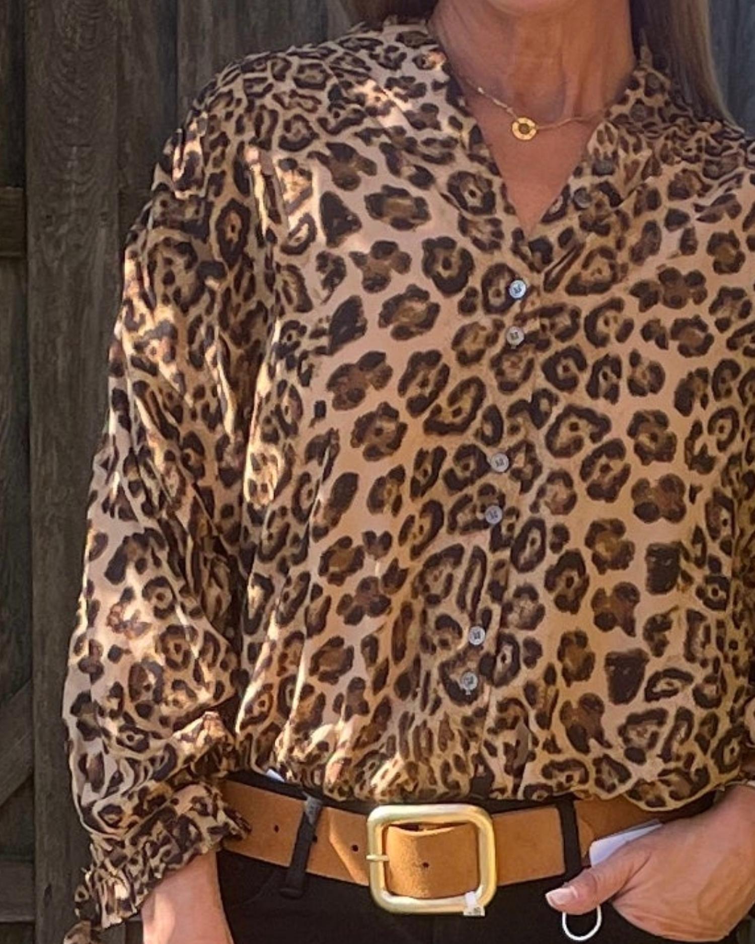 Olivaceous - Siren Leopard Button Down Blouse