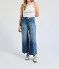 1822 Denim - High Rise Wide Leg Braided Waistband Denim Jeans