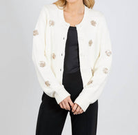 cinq a sept Piera Mini Sparkle Cardigan in ivory - women's cardigan - view 4