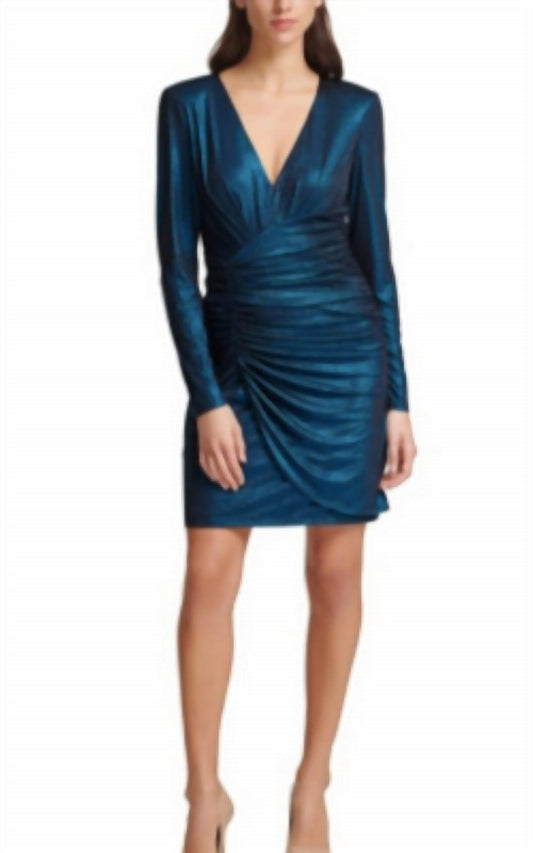 Vince Camuto - Long Sleeve Metallic Ruched Dress