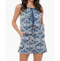 GREYLIN Romy Embroidered Tie Front Top in blue - women's blouse - alternate view