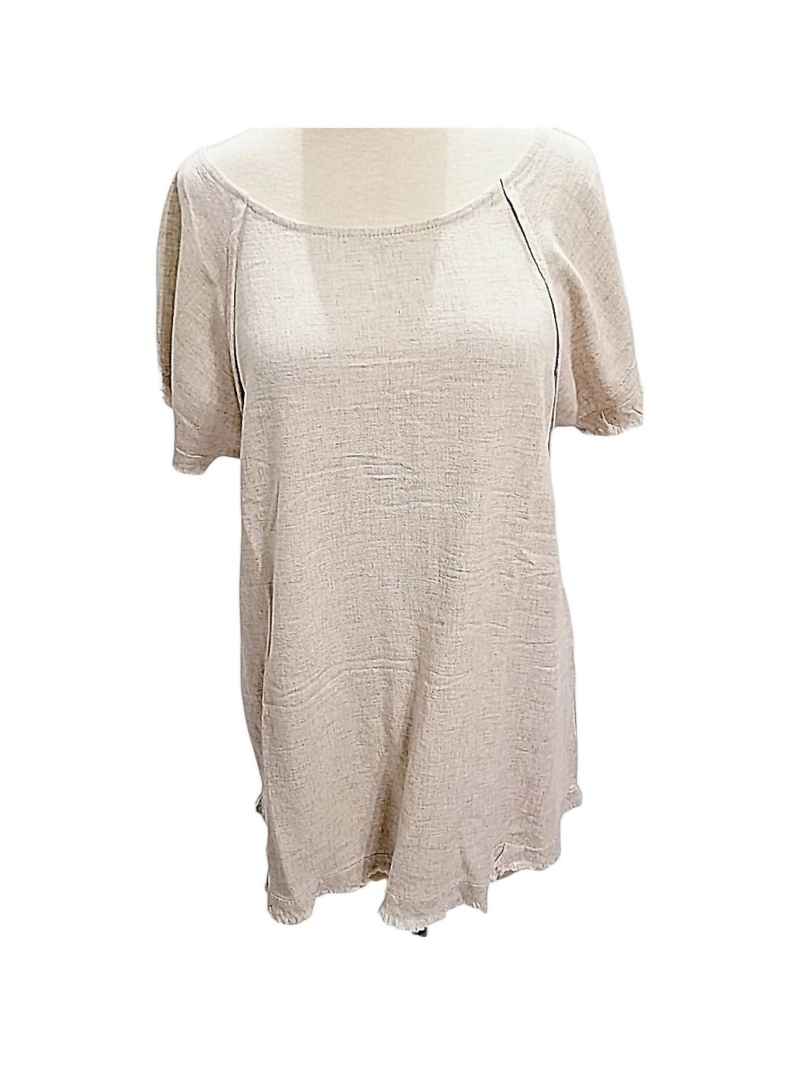 Umgee - Women's Solid Linen Short Sleeve Top
