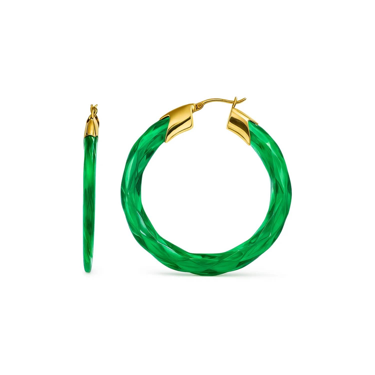 Gold & Honey - Women's Swirl Twist Lucite Birthstone Hoop Earrings