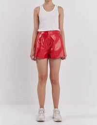 Grey Lab - High-waisted Faux Leather Short
