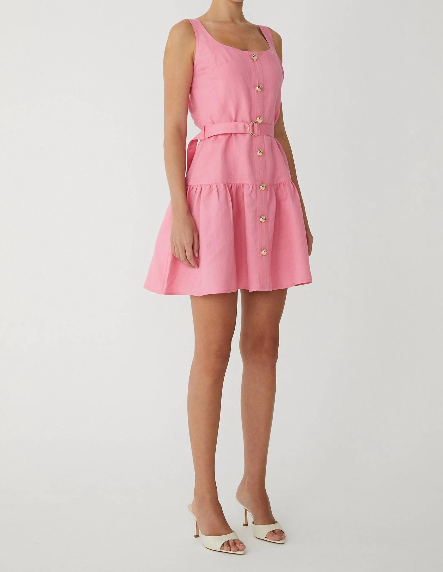 Js71 - Cari Belted Linen Mini Dress