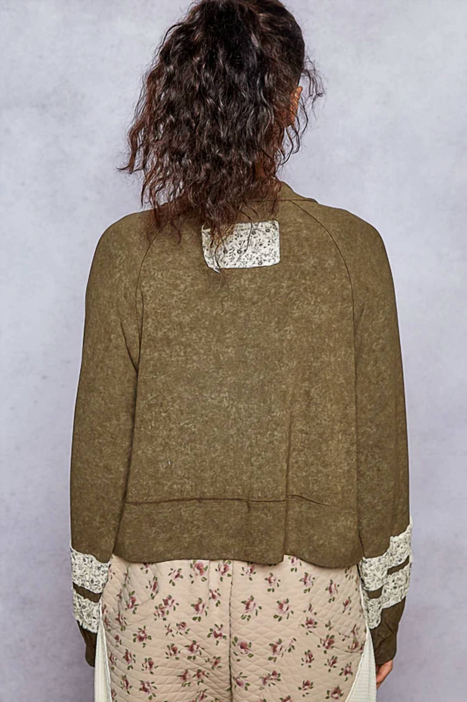Pol - Vintage Patched Long Sleeve Top