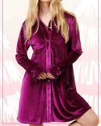 La Miel - Button Front Soft Velvet Mini Dress