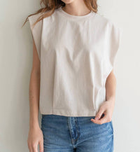 Things Between Tate Muscle Tee in stone - women's shirt